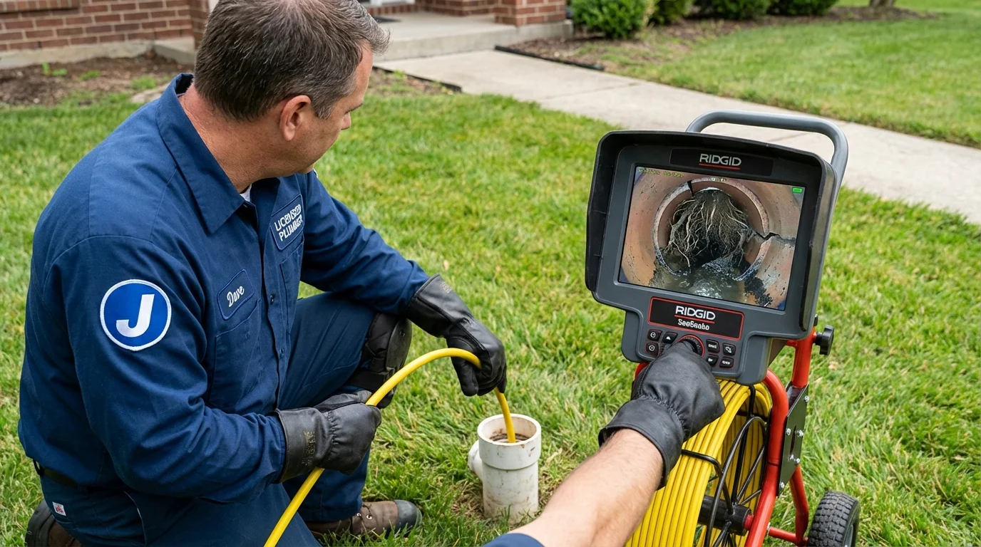 Sewer camera inspection being performed by Johns Plumbing LLC in Sheffield